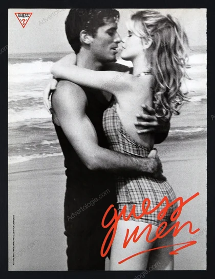 Guess Men 1990 Print Ad - Nick Constantino, Claudia Schiffer